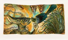 Michel Tuffery, Tasi Tui Tangaroa, acrylic on tapa cloth