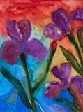 Jane Evans, Irises, gouache and watercolour