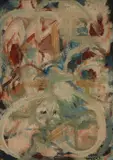 John Weeks, Abstraction with Tiki Form, tempera on board