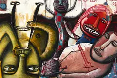 Jennifer Dolezel, Then and Now, oil pastel on paper