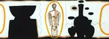 Gavin Chilcott and Ralph Paine, Silhouettes and Goddess, acrylic and graphite on paper