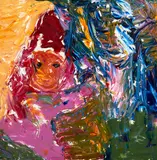 Wayne Seyb, Allyson and Stella, oil on board
