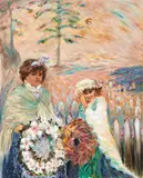 Pauline Thompson, Young Girls with Wreaths, Bounty Day, oil on canvas