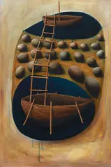 Between Lands by Mark Wooller, oil on canvas, sold Jun 2017