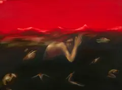 Catherine Manchester, Below the Mountain, acrylic on canvas