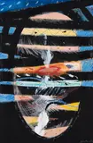 Jane Zusters, Womb with bars II – the creative process frustrated – and then breaking through, mixed media on paper