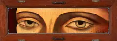 Donna Demente, Untitled, oil on found wooden panel
