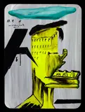 D. T 6 by Bill Hammond, acrylic on found aluminium baking tray, offered Apr 2017