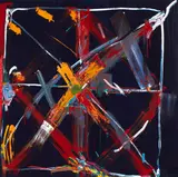 Allen Maddox, Tied to a Bloody Wagon Wheel, oil on canvas