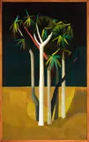 Russell Clark, Cabbage Trees, oil on jute, 1954