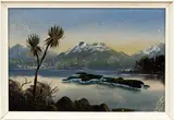 ISLAND by Tony de Lautour, revisionist oil painting on found colonial landscape painting, sold Apr 2017