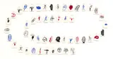 Richard Killeen, Paper Clip of the Mind, acrylic on jewellers tags, 50 pieces