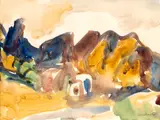 Untitled - Landscape by Toss Woollaston, watercolour, sold Mar 2017