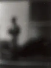 Patrick Pound, Untitled – Figure in an Interior, black and white photograph