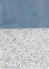 Gregory O’ Brien, On the Conversation of Sunlight into Distances Not Frequently Travelled, ink and gouache on paper