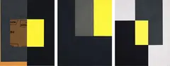Untitled – Three Part Abstraction by Peter Adsett, sandpaper mounted to board, triptych, offered Mar 2017