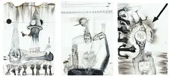 James Robinson, Untitled, mixed media on paper, triptych