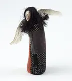Jane Siddall, Japanese Angel, hand carved wood, paper clay, papier mache, antique fabrics, trim