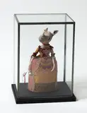 Jane Siddall, Rhinoceros, hand carved wood, paper clay, papier mache, antique fabrics, trim