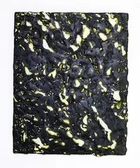 Merryn Lloyd, Tar, pigment, beeswax and gesso on mdf