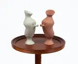 Good Kisser by Sorawit Songsataya, two 3D printed vases (plastic particle) and found wooden pant stand, 2016, sold Mar 2017