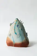 Steve Fullmer, Abstract vessel, hand-modelled low fired stoneware with oxide