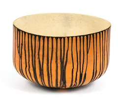 Mark Mitchell, Large Elliptical Striped Bowl, ceramic and gold leaf