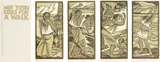 Robin White, Nei Tiein Goes for a Walk:, four woodblock prints with original cover sheet, 1/10