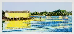 Boat Sheds at Orakei by Justin Boroughs, lithograph, 26/75, sold Feb 2017