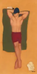 Wine, Untitled – On the Beach, oilpastel on paper