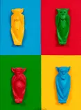 Moshe Liba, The Four Secrets of Happiness/Bonheur, Bonheur et Secrets, mixed media on canvasboard