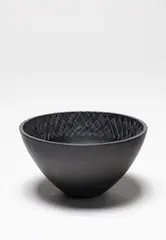 Layla Walter, Open Bowl with Woven Interior (Black), cast glass