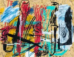 Untitled by John Reynolds, oilstick on marbled paper, sold Feb 2017