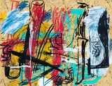 John Reynolds, Untitled, oilstick on marbled paper