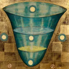 Water by Tony Lane, oil paint and schlagmetal on gesso panel, offered Feb 2017
