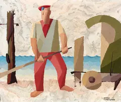 James Turkington, Untitled – The Workman, oil on board