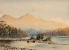 Thomas Selby Cousins, South Island Lake Scene, watercolour