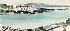 Harbour View by Helen Brown, watercolour and crayon, sold Feb 2017