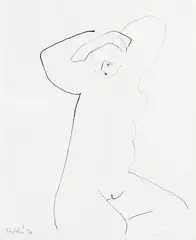 Nude by Ralph Hotere, ink on paper, sold Feb 2017