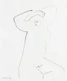 Ralph Hotere, Nude, ink on paper