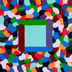 Leon van den Eijkel, Square in Aqua, acrylic on canvas
