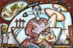 Hope and Death by Nigel Brown, monoprint with hand-applied oil paint, sold Feb 2017