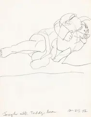 Michael Smither, Joseph with Teddy bear, graphite on paper