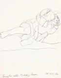Michael Smither, Joseph with Teddy bear, graphite on paper