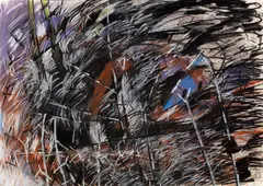 Untitled by Philippa Blair, oil pastel on paper, offered Feb 2017
