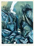 Stanley Palmer, Creek – Punga and Cloud - Karamatura, bamboo engraving, proof
