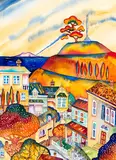 Sue Waugh, One Tree Hill, watercolour
