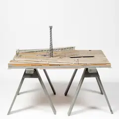 Brendon Wilkinson, The Plague, wood, plastic, metal, paint, dirt, sand, glue, HO train tracks, die cast men