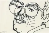 Michael Smither, Portrait of Rachel McAlpine, ink on paper