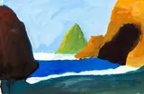 Michael Smither, Shadow of Round Rock on Paritutu, gouache on paper